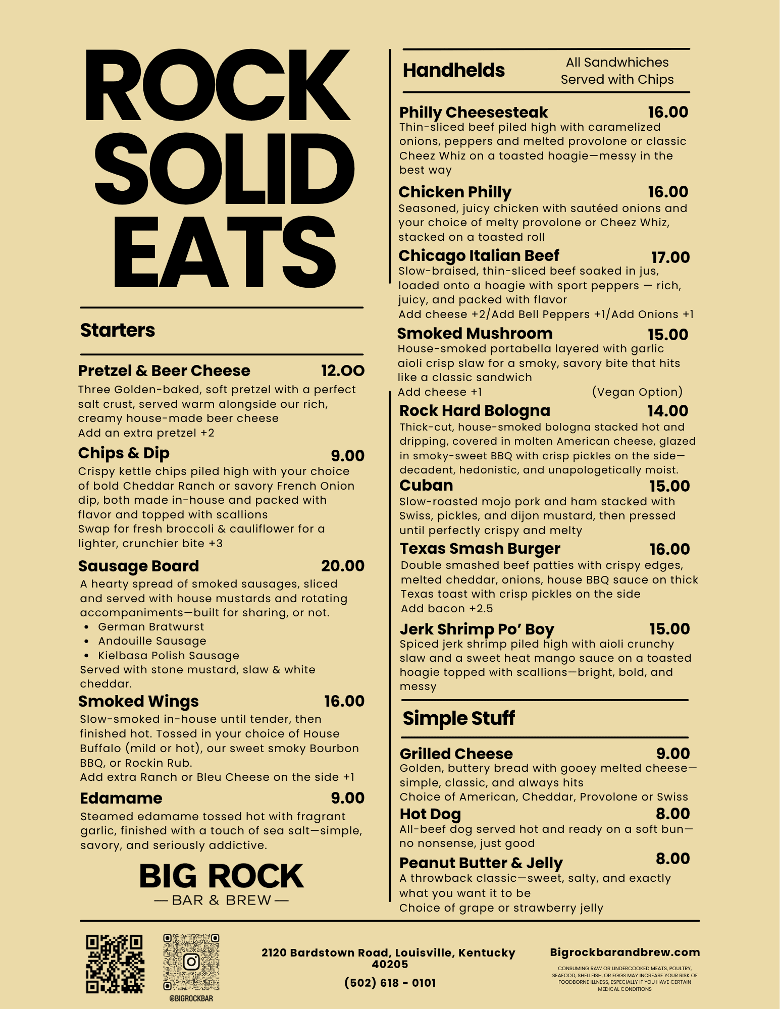 Current food menu